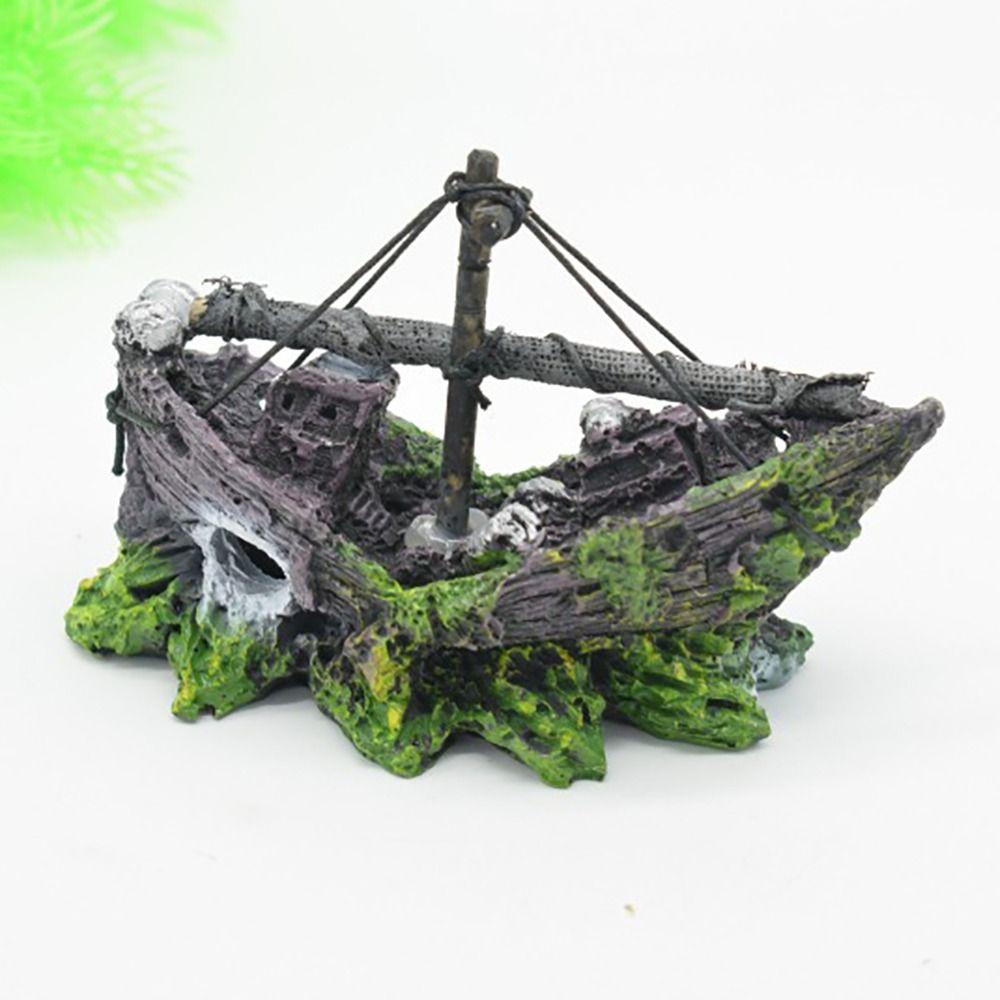 Resin Aquarium Landscape Decoration DIY Wreck Ship Ornament Background Decor