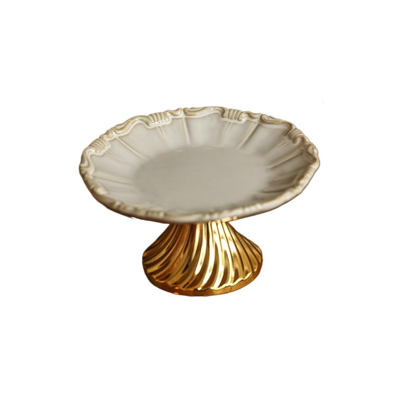 Irregular Ceramic High-legged Cake Fruit Snack Display Plate Candy Dried Fruit Plate Wedding Decoration Household Tableware