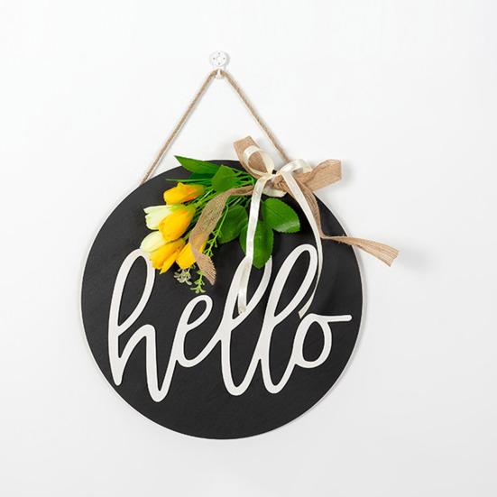 Welcome Sign, with Flower Decor Wear-Resistant Wreath, Front Door Welcome Wreath for Family Friends Co-Workers Garden Balcony