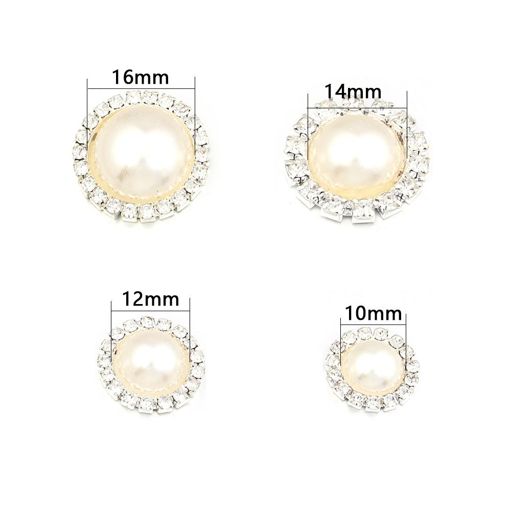 10pcs Rhinestone Imitation Pearl Flower Disc Shiny Half Round Loose Beads For DIY Crafts Clothing Sewing Jewelry Making Supplies