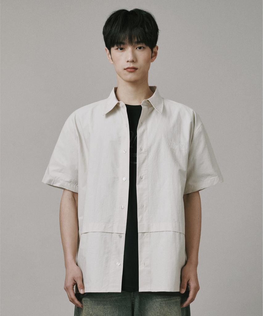 Beodeonteu Oversized Nylon Flap Shirt [Light Beige]