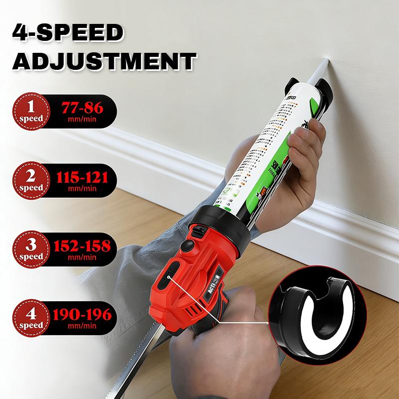 AKX0V Cordless Caulk Gun with High Brightness LED Light 250kg Force Electric Sealant Gun for Construction & DIY