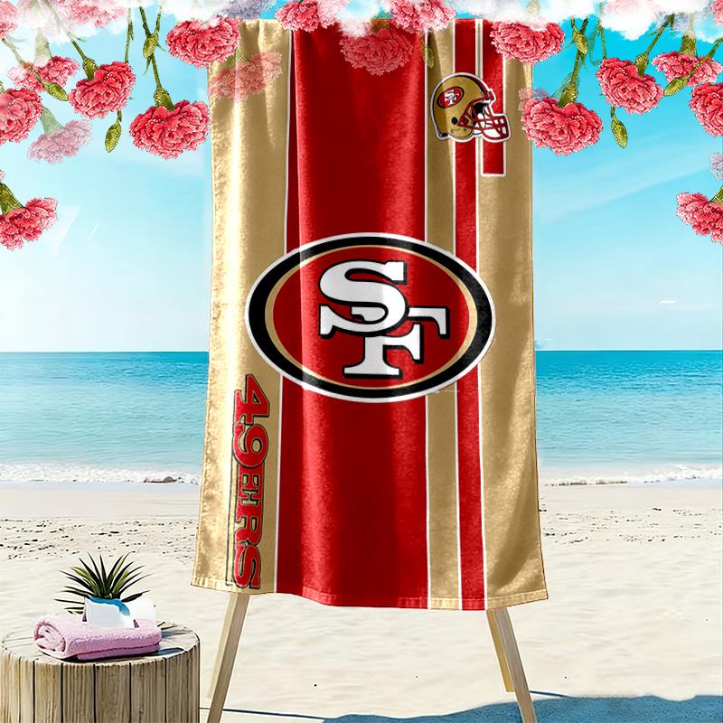Telo da Spiaggia Stampa San Francisco 49ers, Grande Morbido Asciugatura Rapida per Spiaggia Campeggio Nuoto