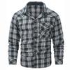 Men's Spring Autumn Plaid Shirts Long-Sleeved Casual Shirt Outdoor Safari Hiking Cargo Cotton Tops