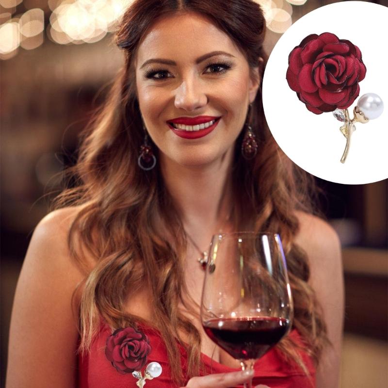 Women 3D Floral Brooch Lapel Pin Ladies Shawl Brooch Pin Clothing Jewelry Accessory for Wedding and Event Outfit