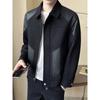 PU Leather Splicing Jacket Jacket Men's Trendy Brand Trend High-end Thickened Top Autumn and Winter New Clothes