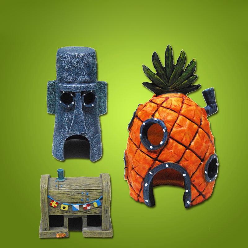 SpongeBob Pineapple House Fish Tank Ornament: Aquarium Hideout for Fish & Shrimp.