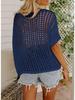 2025 Summer Women's Five-Sleeve Sexy Cutout Knit Beach Cover-Up Sweater