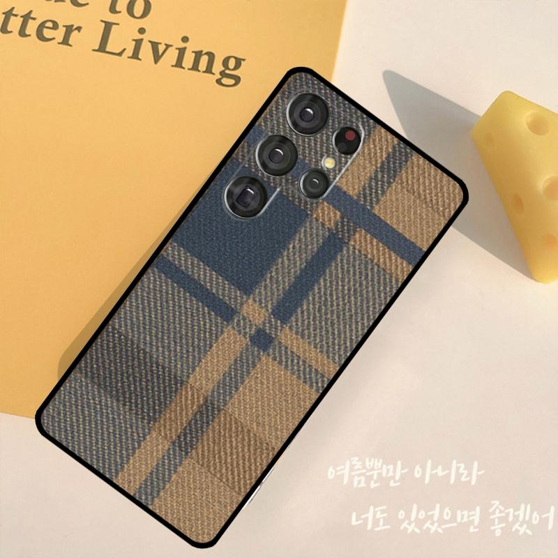 Brown Plaid Phone Case For Samsung Galaxy S24 S25 Ultra S9 S10 S20 S22 S21 Plus S23 FE Back Cover Shell