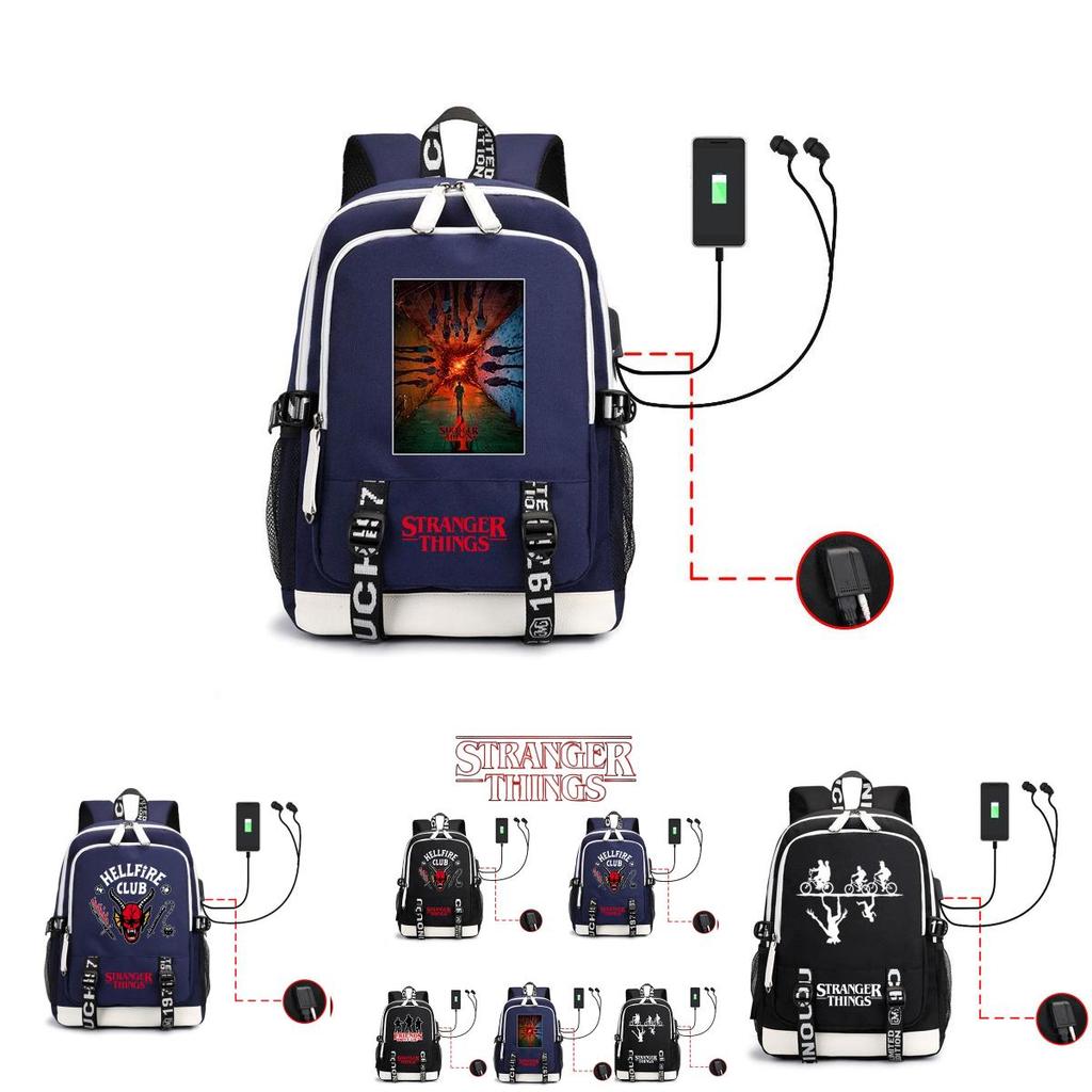 Stranger Things Backpack For Students Lightweight And Durable With Usb Charging