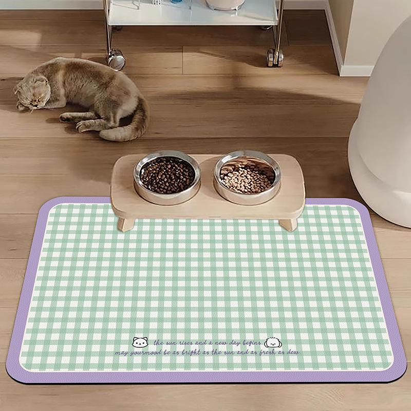 Cat & Dog Feeding Mat: Absorbent, Non-Slip Placemat - Easy Clean, Stain Resistant with Cartoon Design