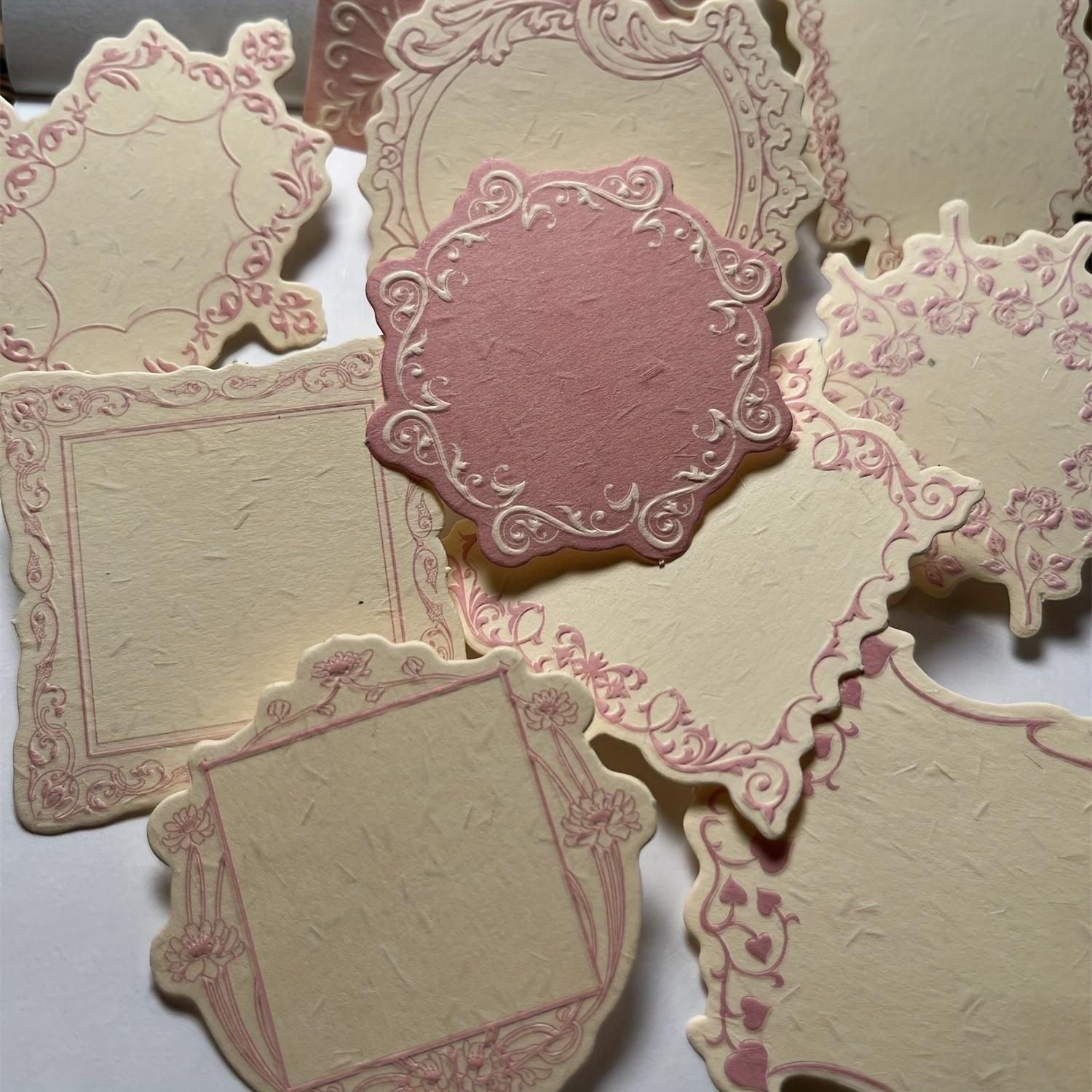 

Vintage Embossed Note Cards with Floral & Geometric Designs - Textured Green Paper for Journaling, Scrapbooking, and Crafting