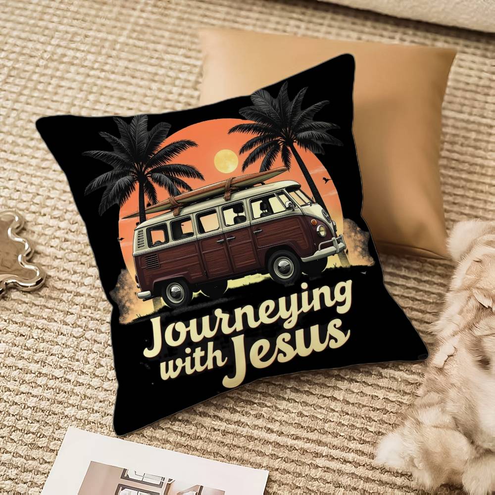 American Vintage Print Pillow Case Anti-dustmite Invisible Zipper Sofa Bed