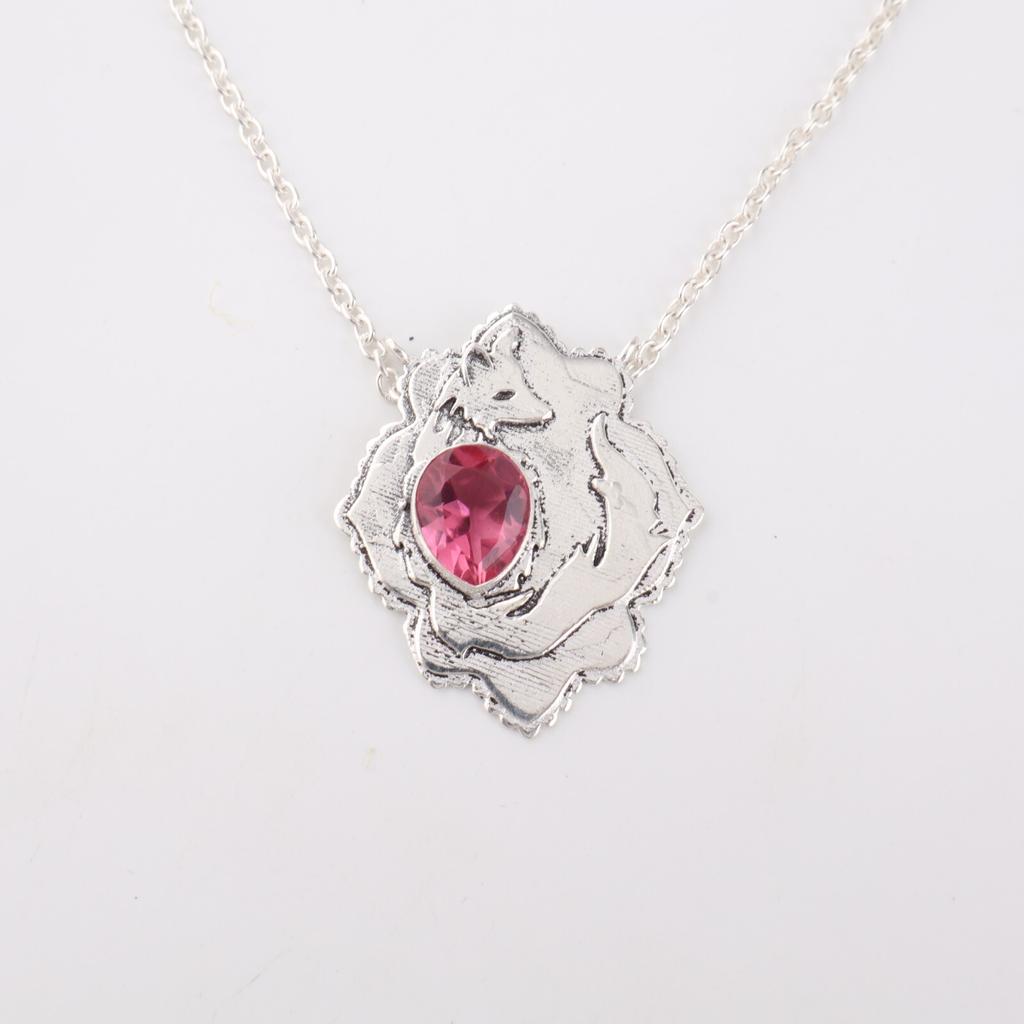 Pink Tourmaline Gemstone 925 Sterling Silver Jewelry Pendant1.29" For Women Gift CP-32-2