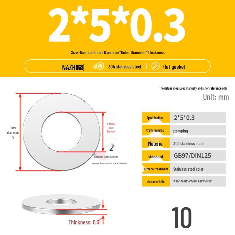 Thickened 304 Stainless Steel Flat Washer Spacer (M4-M8)