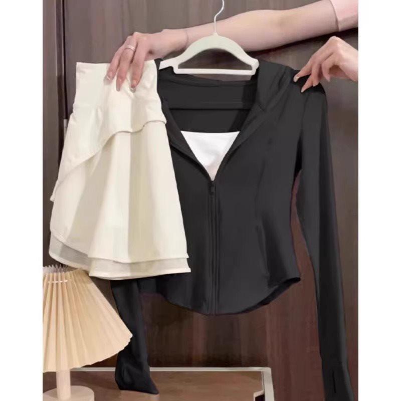 

Женский розовый костюм для йоги из ледяного шелка с защитой от солнца: Топ для похудения, облегающий талию, и маленькая куртка (2025 Новый) S 75-95 lbs