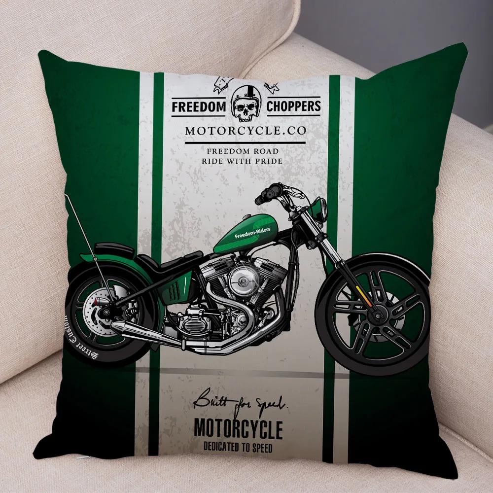 Super Soft Plush Cushion Cover 45x45cm Cartoon Motorcycle Pillowcase Decor Car Printed Pillow Case for Home Sofa Children Room