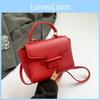 Color Pu Solid Crossbody Bag Women With Lock Closure Mobile Pocket Use Casual