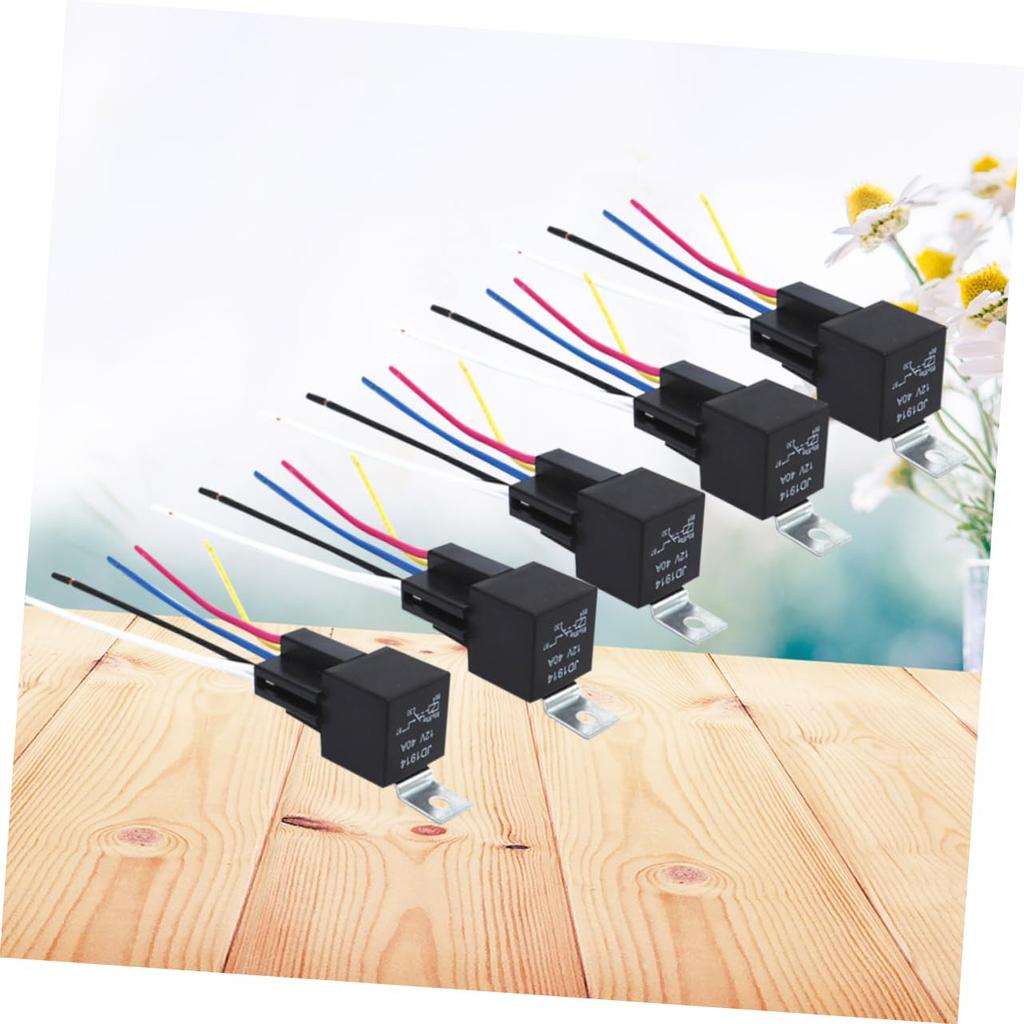 SWOOMEY 5 Pcs Car Relay Pin with Connector Relay Socket Black High Definition