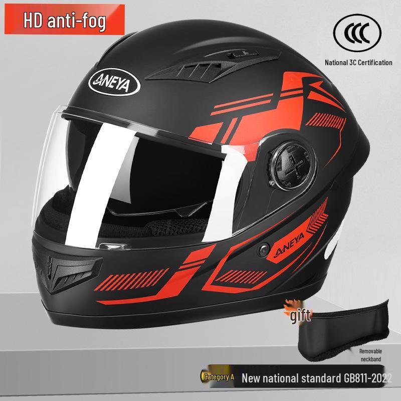 New 3C-Certified Full Face Motorcycle Helmet - Double Lens, All-Season, Cool, Cold-Proof, Rain-Proof, Unisex.