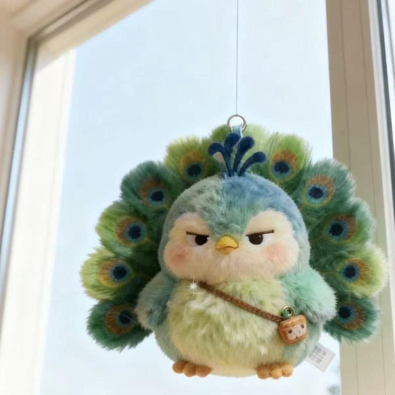 2026 Maillard Green Peacock Plush Doll Creative Cute Backpack Pendant Pull Cool Expression High Value Gift