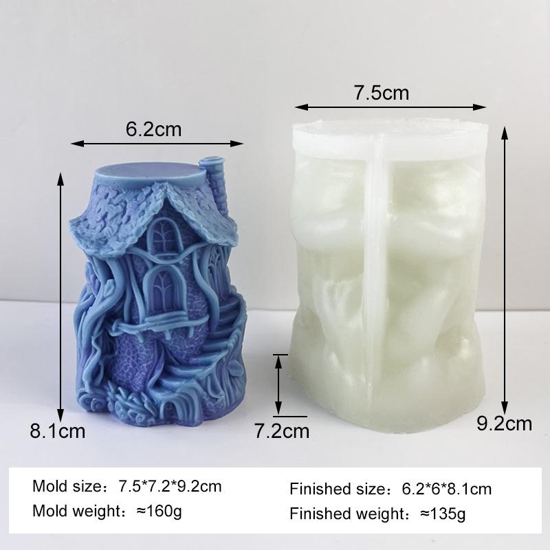 Forma Silikonowa na Świecę Reliefowa Kolumna Dom Forma DIY Pnącza Dom na Drzewie Ornament Gipsowy do Aromaterapii Forma Materiały do Wyrobu Świec z Wosku Sojowego
