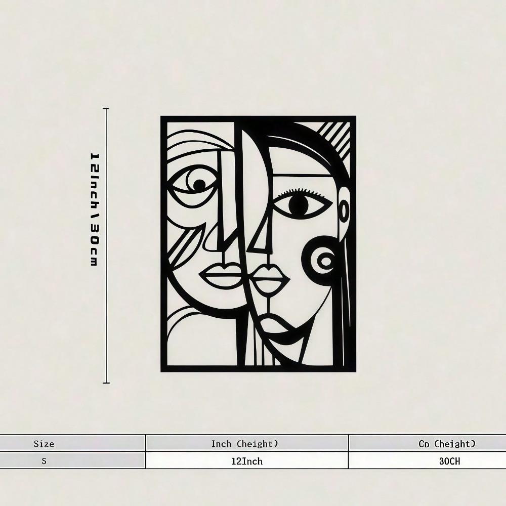 Abstract Picasso Geometric Metal Wall Art Black White Powder Coated Home Decor Gift