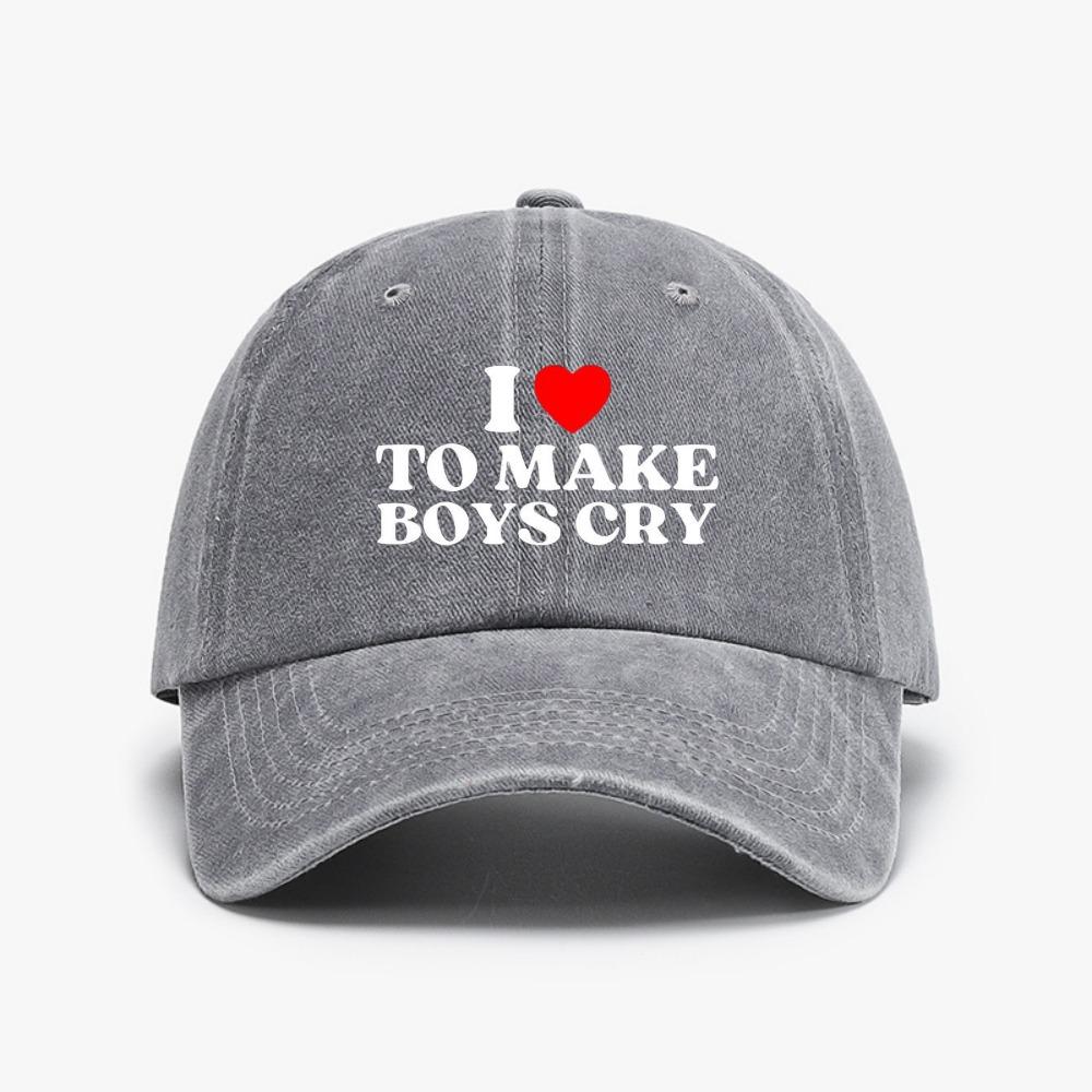 Novelty I Heart To Make Boys Cry Funny Red Heart Love Girls hat fashion Vintage Washed Soft Top cowboy baseball caps Adjustable