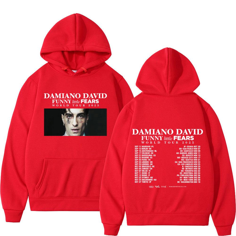 Singer DAMIANO DAVID FUNNY Little FEARS Album Tour 2025 Graphic Vintage Hoodie Men Fashion Punk Pullover Hip-hop Sweatshirt Tops