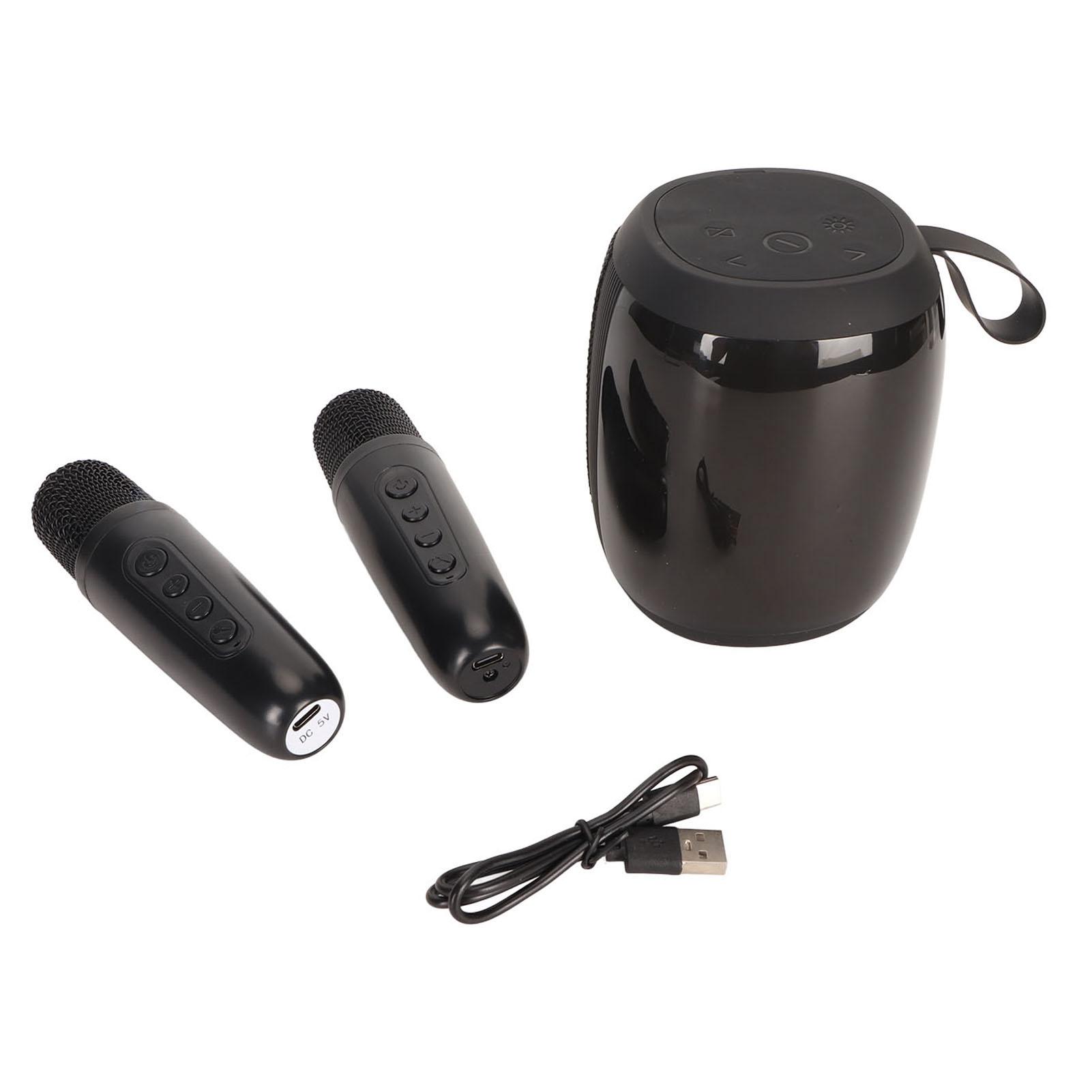 

Микрофон Bluetooth-динамик с 2 микрофонами RGB-подсветка Караоке-машина Динамик Микрофон Комплект чёрный