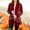 Women's Fashion Casual Halloween Printed Mid-Length Irregular Hem Cardigan Jacket
