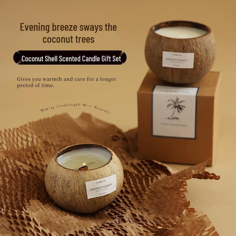 

Ароматическая свеча в кокосовой скорлупе - Долгоиграющая подарочная коробка на дни рождения, девичники, для дома или декора спальни Dreamy Ocean