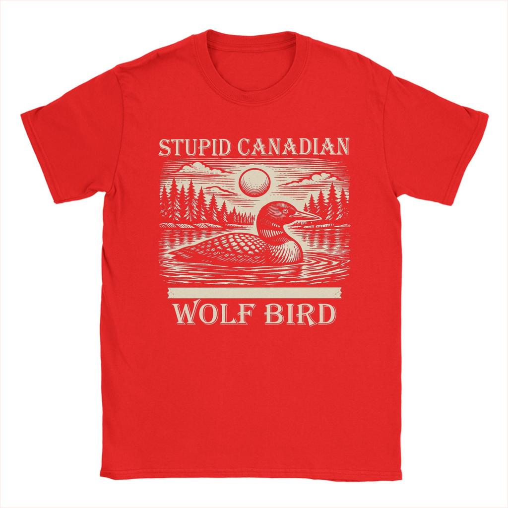 Men TShirts Stupid Canadian Wolf Bird Retro Vintage 100 Cotton Tee Shirt Short Sleeve T Shirts Round Neck Clothing Gift Idea