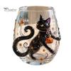 Bicchieri da festa di Halloween, Bicchieri in vetro con rilievo di zucca, fantasma, gatto, pipistrello, Bicchieri da bevande senza stelo spettrali, Bicchieri stagionali per