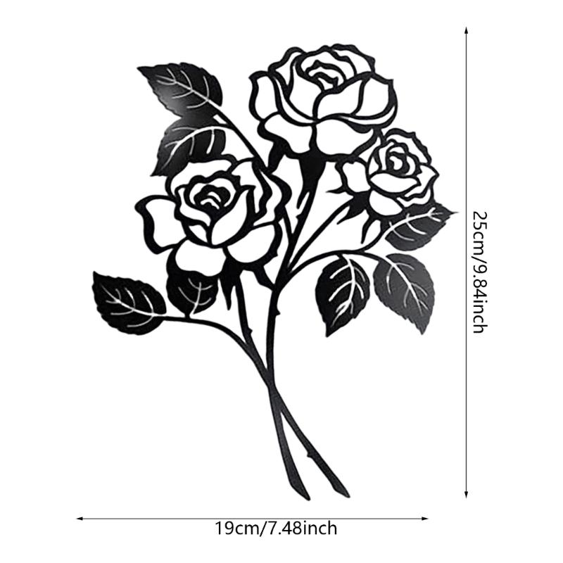 Rose Flower Metal Wall Art Decors Sculpture Black Flower Iron Wall Decoration Minimalists Wall Art Ornament Hanging Sign