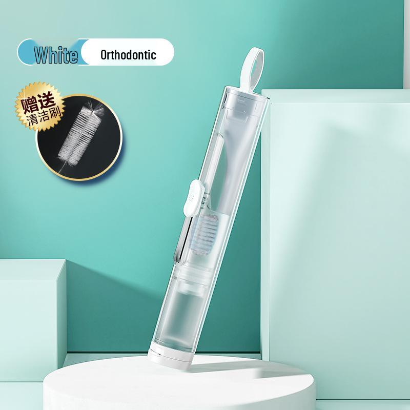 Portable All-in-One Travel Toothbrush & Toothpaste Set with Soft Bristles and Folding Design for Orthodontic Appliances
