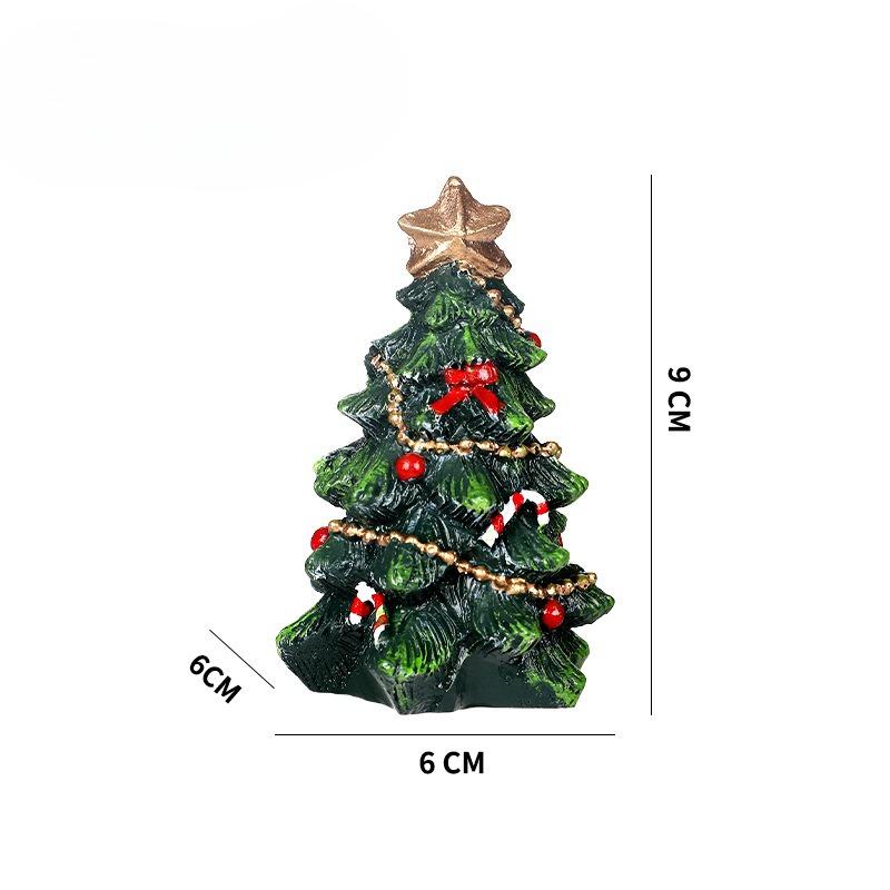 Christmas Decoration Resin Mini Christmas Tree Ornaments for Tabletop Party Decoration 9cm