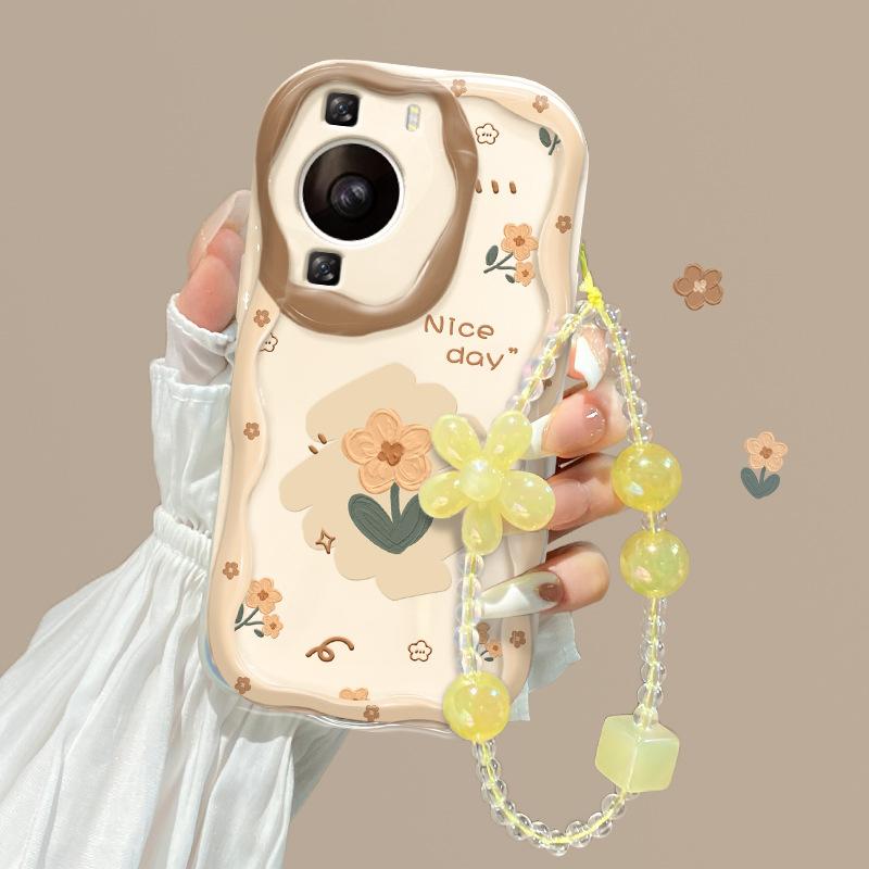 Suitable for Huawei P60 Mobile Phone Case Mate50 Fresh Small Yellow Chain Nova10 Transparent Silicone Honor 90/80