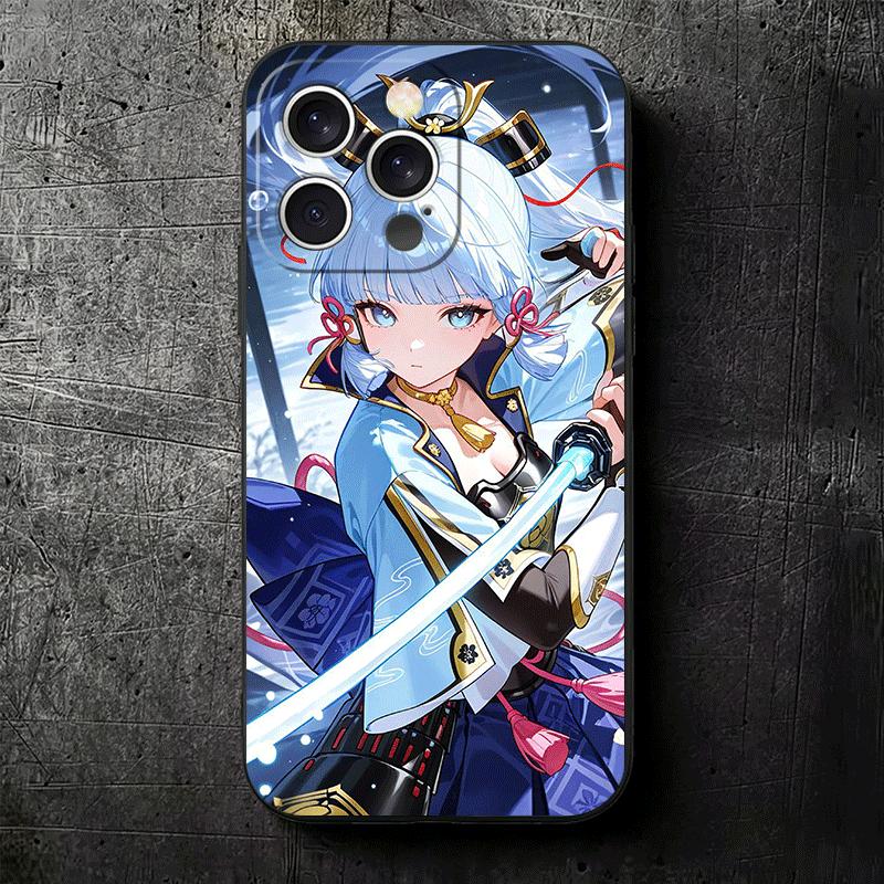 Genshin Impact Kamisato Ayaka Soft Phone Case for iPhone 16 16E 17 Air 15 Pro Max 14 Plus 13 Mini 11 12 7 Black Cover Back Shell