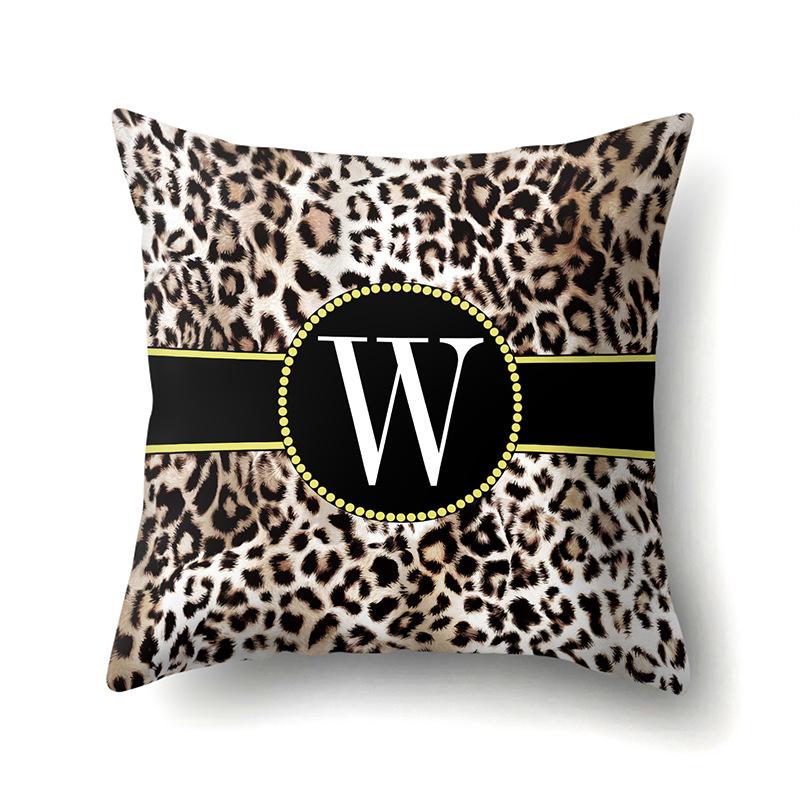 Polyester Pillow Case Decorative Leopard Print Home Furnishing 26 English Letter Printed Pillow Case