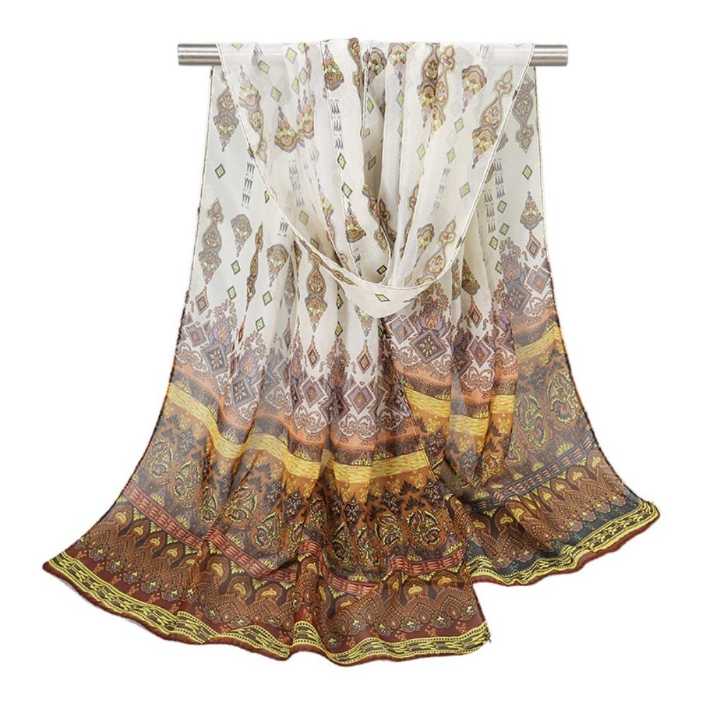 

Мягкая шаль от солнца с цветочным принтом, шелковая новая накидка, хиджаб