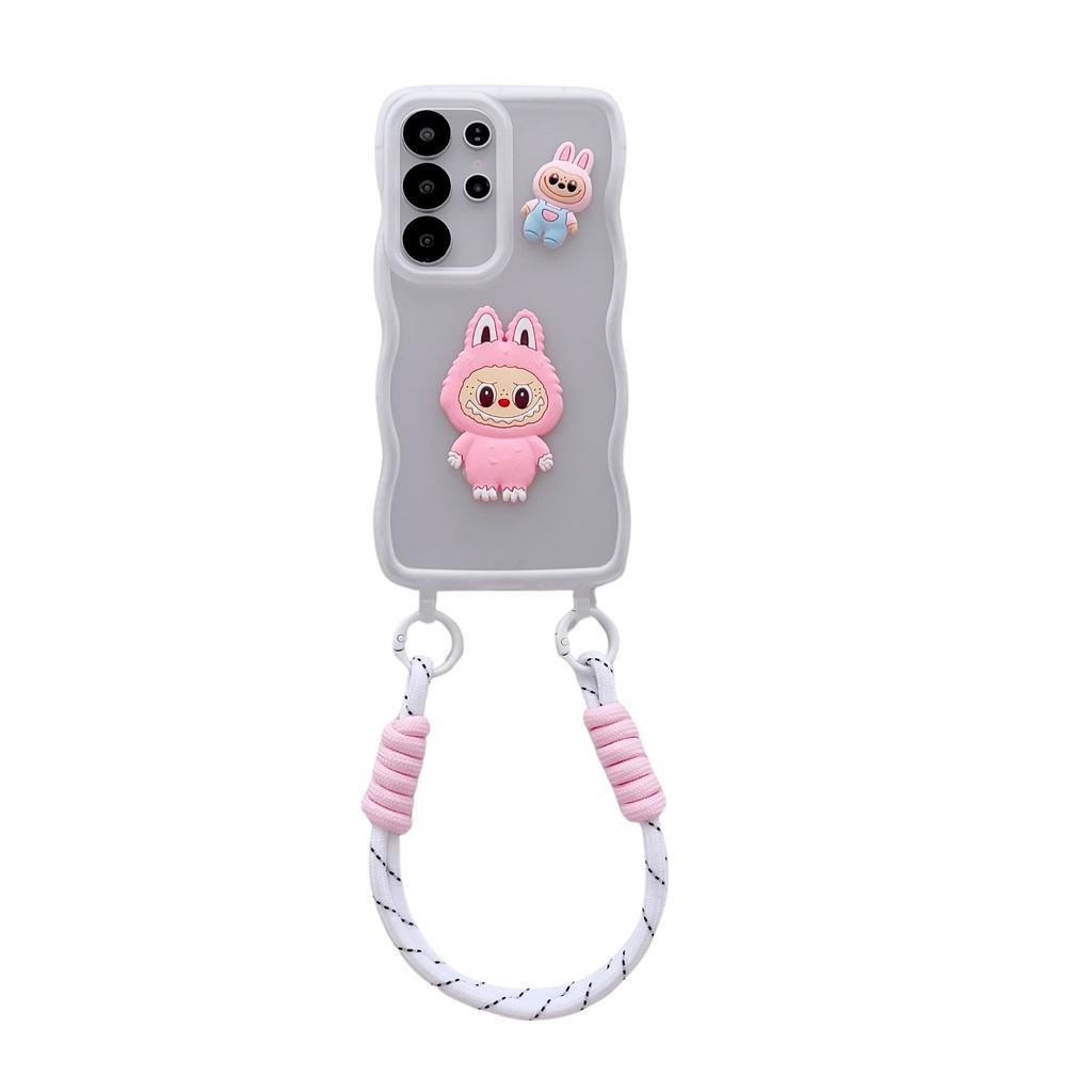 Suitable for Samsung S25 Ultra Cartoon Cute S24plus with Integrated Lanyard Hole Large Wave Mobile Phone Case