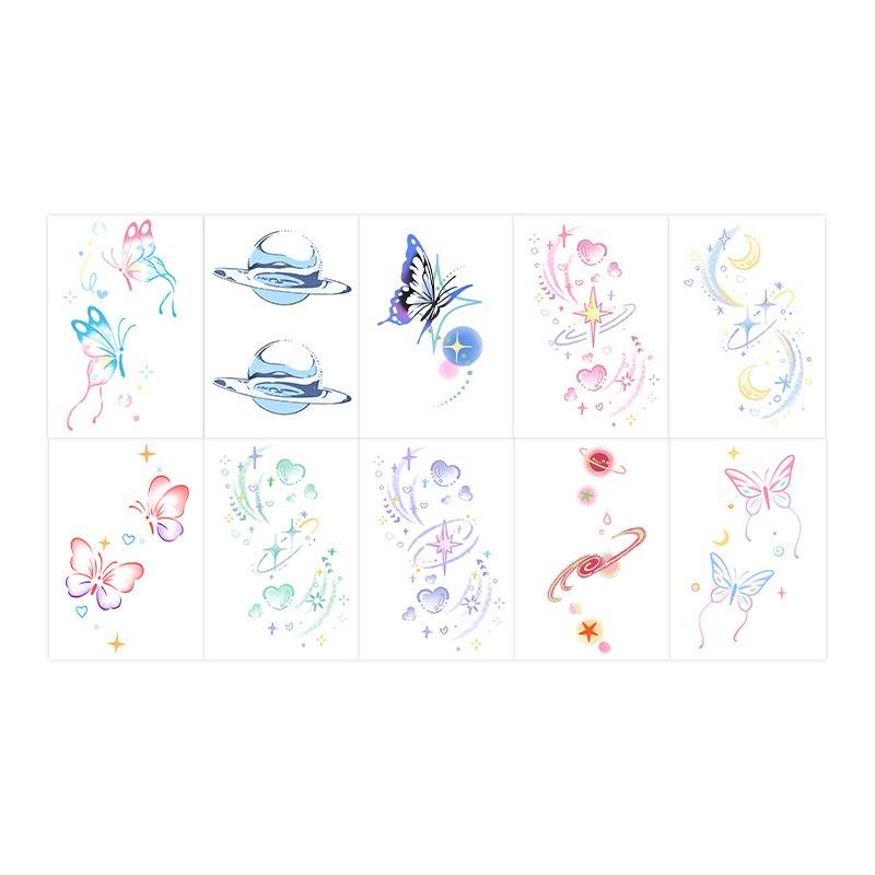 

Small Fresh Color Dopamine Butterfly Love Planet Disposable Temporary Tattoo Sticker 7*10CM