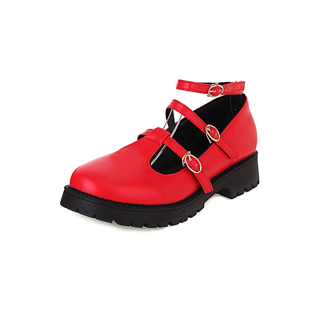 Fashion 2025 Women Flats Ankle Strap Buckle Loafers Fashion Round Toe Platform Casual Shoes Ladies Retro British Style Size 34-42 Green