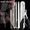 6Pcs Premium Stainless Steel Nail Care Manicure Pedicure Set,Sharp Nail Clippers,Cuticle Remover,Nail File,Multifunctional Nail Easy To Clean Home Use