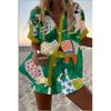 European and American Personalized Large Size Digital 1D Printing New Casual Summer Top Women's Suit 1116