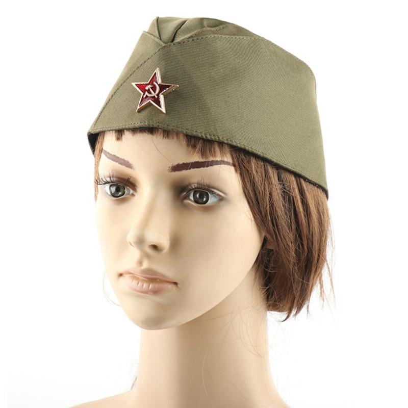 Adjustable Russian Boat Hat Garrison Hat with Star for Stage Performances and Cosplay Parties Dancing Event Headpiece