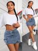 European & American 3D Bow A-line Denim Mini Skirt