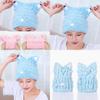 Adjustable Hair Drying Cap Hair Wrap Towel Featuring Cute Cat Ears Design**