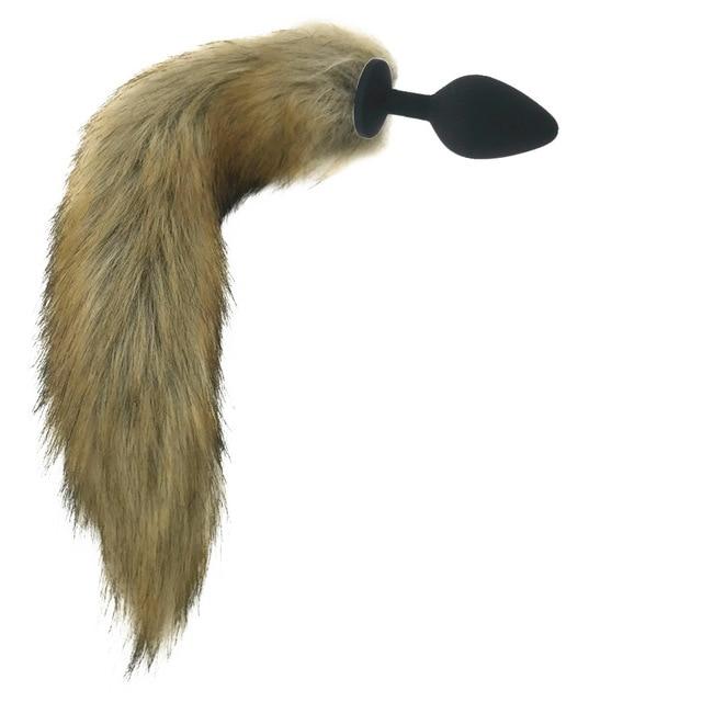 Brown Fox Tail Stainless Steel Anal Butt Plug Pet Play  Butt Plug Tails
